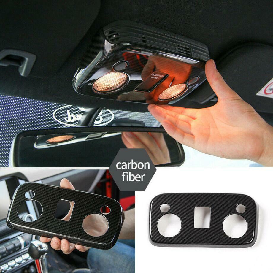 Carbon Fiber Car Roof Reading Lamp Light Cover Trim For Ford Mustang 2015-2021
