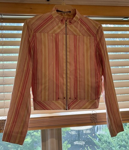 Chaqueta Maurizio Pecoraro talla 42 Mujer Rayas Dorado Rojo Diseñador Milano Sintético - Imagen 5 de 24