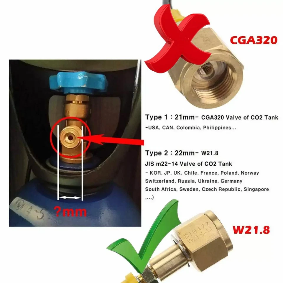 Für Sodastream Soda Maker Club Externer Schlauch Adapter-Kit CGA320 W21.8 CO2 DE - Bild 2 von 4
