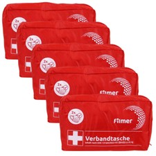 5 x Auto Verbandstasche Erste Hilfe Set Verbandskasten PKW DIN13164-2022 Rot