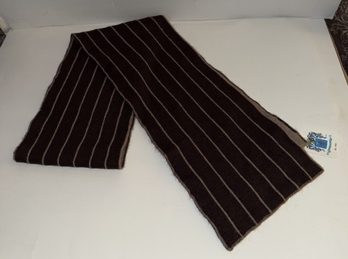 NWT Striped Portolano Brown Scarf Men’s Unisex Cashmere Blend - Picture 6 of 8