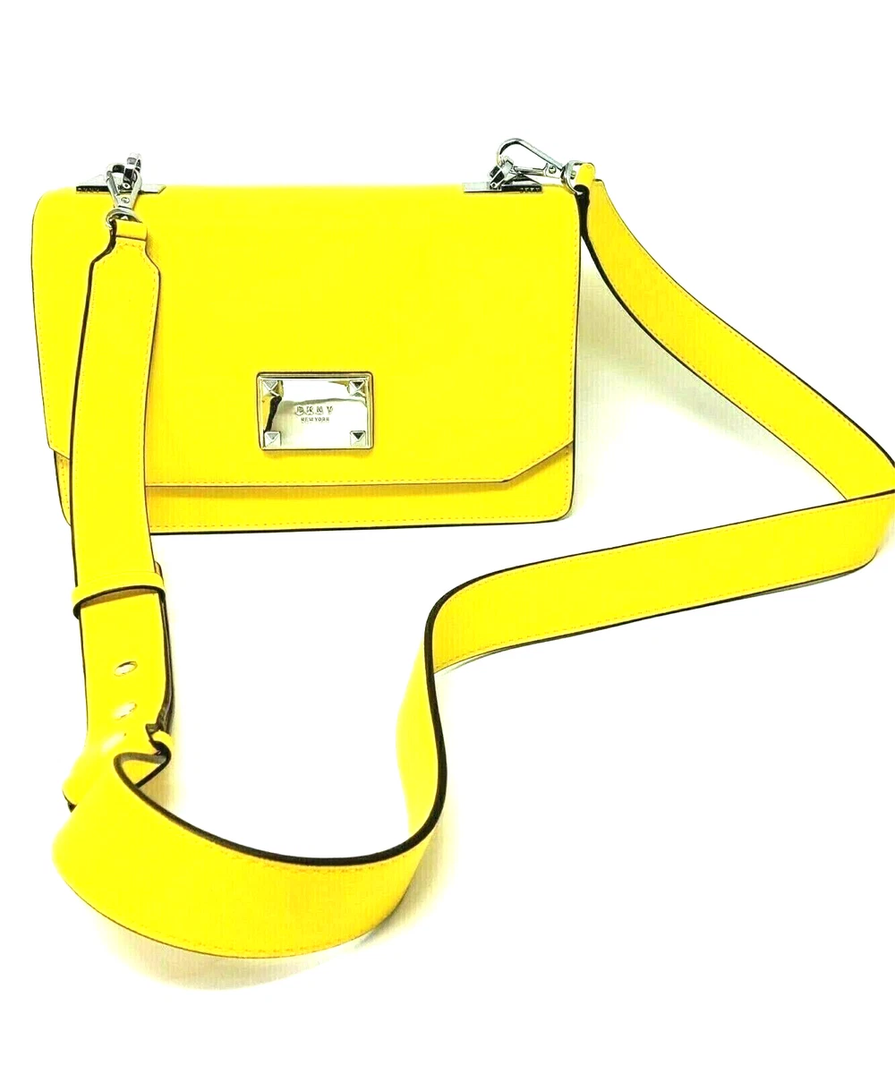 DKNY Perla Charm Pebbled Leather Women s Crossbody Travel Bag Yellow