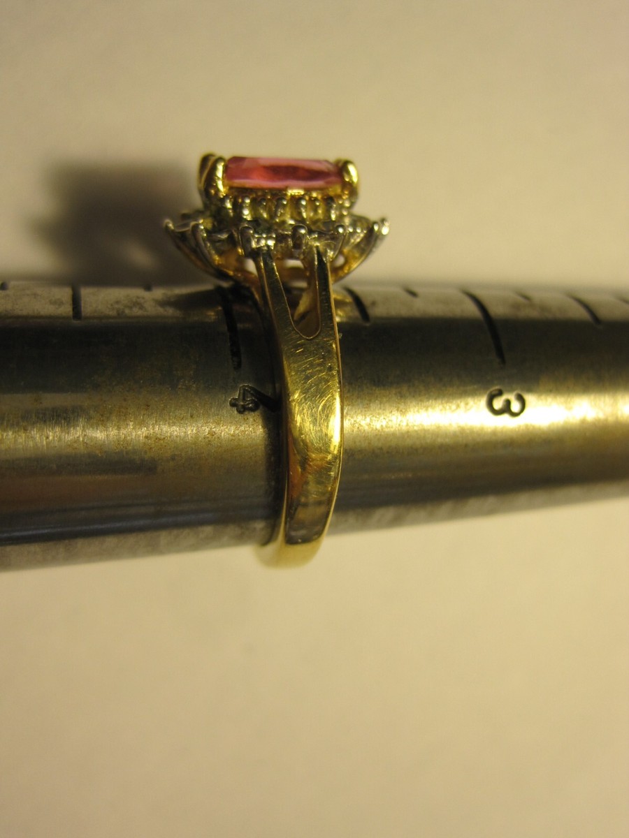 18K GEA Gold Lades Ring - Simulated Pink Sapphire and Diamonds View 4