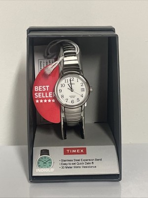 Timex Women's Indiglo Watch Gold Tone Expansion Band Date New in Box T2H371 WX