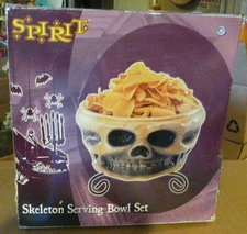 Spirit Halloween Skeleton Serving Bowl Set Ceramic 11.25" X 8.5"