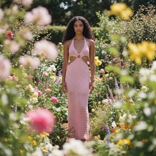 Shein Maxi dress Pink crochetSize large NWOT