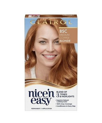 New Clairol Nice'n Easy Permanent Hair Dye, 8SC Medium Copper Blonde Hair Color