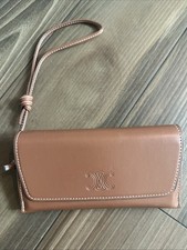 Authentic Celine Triomphe brown leather wristlet sunglasses hard case