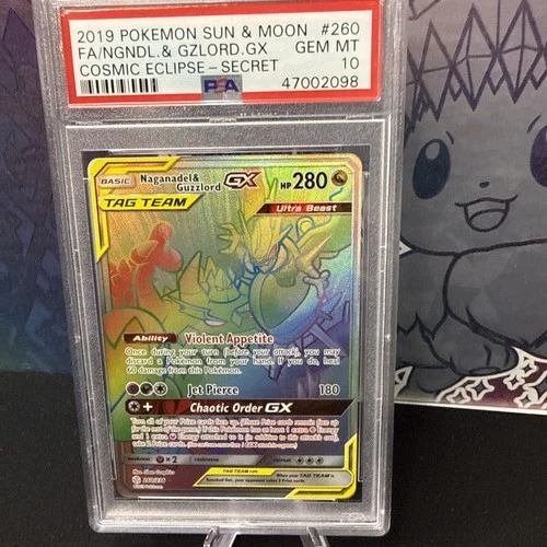 Pokemon Card PSA 10 Naganadel & Guzzlord GX 260/236 Cosmic Eclipse