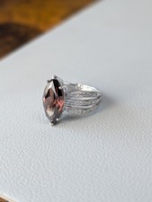 SterlingSilver 925 BGE Marquise Cut Brown Smoky Quartz CZ 4 Grams Ring Size 7.5