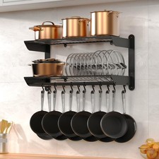 30 Inch Pot and Pan Organizer, 2 Tier Heavy Duty Pot Rack Wall Mounted with 12 H