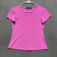 Katherine Way Shirt Womens XS Pink Short Sleeve Stretch Lightweight Made In USA