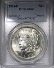 1923-D Peace Dollar PCGS MS63 Flashy Better Date $1