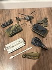 Vintage Military Vehicle Lot Tanks Helicopter Jet Missile Launcher 8pc Army Toy — photo 1
