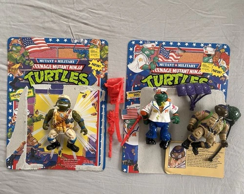 TMNT Mutant Military Lot w Cardbacks 3 Figures + Accessories  Playmates Vintage”
