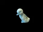 Vintage Fenton Blue Satin Duckling Figurine Hand Painted Signed