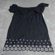 Old Navy Off Shoulder Dress Womens XL Black White Embroidered Eyelet Boho