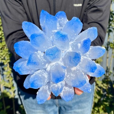 3.13LB New find blue Phantom Quartz Crystal Cluster mineral samples healing