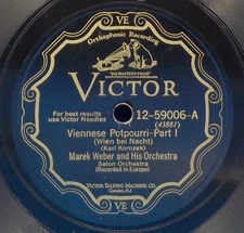 Lot of 16 - 12" Classical 78s on VICTOR Weber, Creatore, Pryor, Victor Symphony