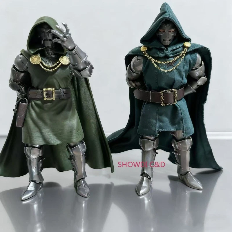 1/12 Green Wired Hooded Cloak Cape Clothes Belt For Doctor Doom 6" Action Figure - Image 3 of 4