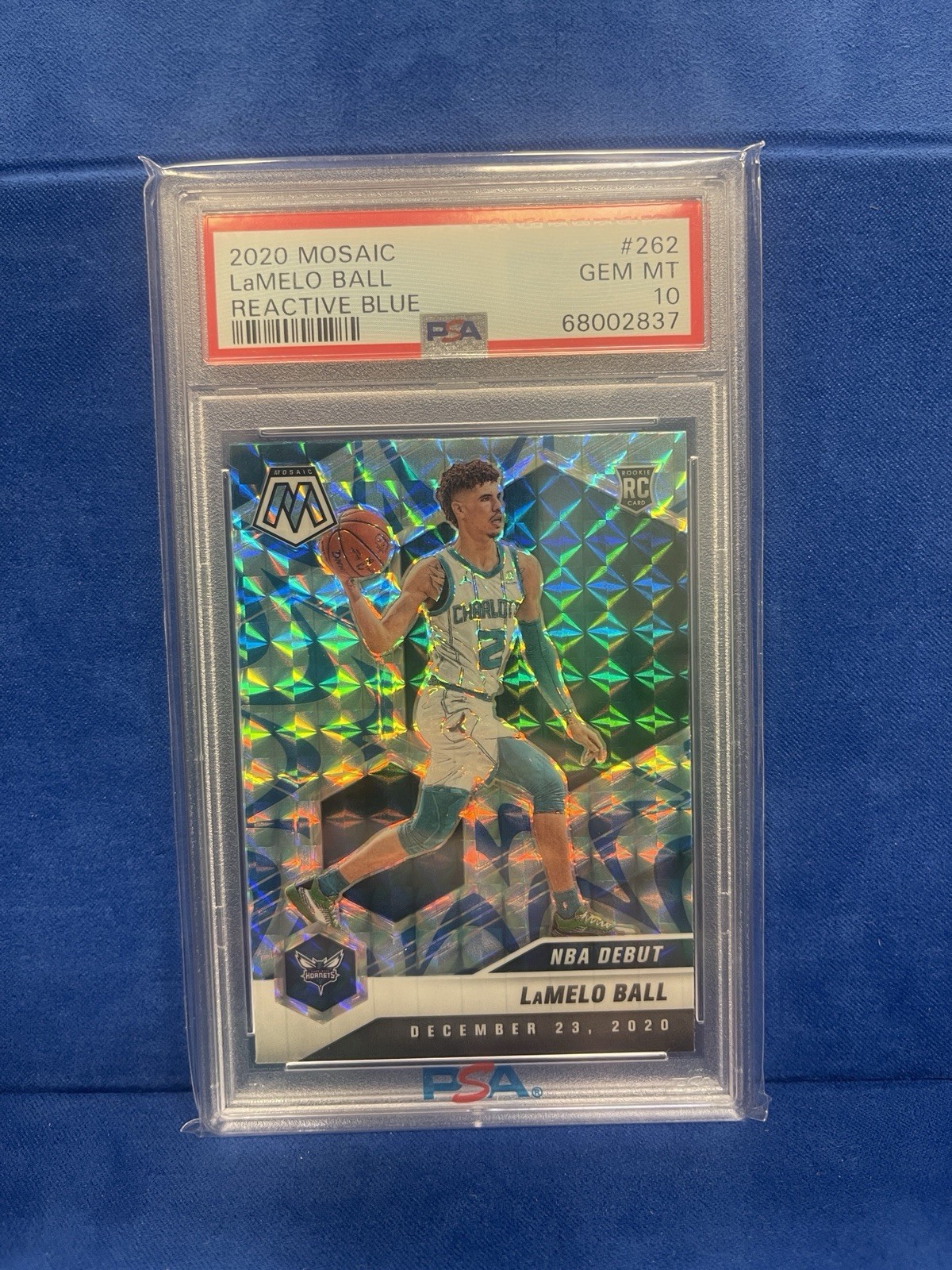 2020-21 Panini Mosaic NBA Debut LaMelo Ball #262 Reactive Blue Prizm (RC) PSA 10