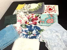 Vintage Ladies Hankies Lot Of 12 Handkerchiefs Large Floral Scalloped Valentine