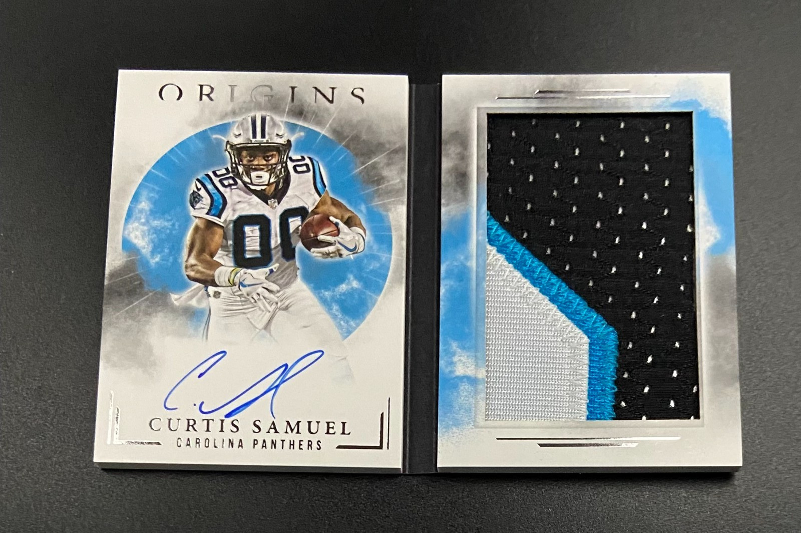 CURTIS SAMUEL - 2017 Origins ROOKIE PATCH AUOT RPA BOOKLET #d 21/25 - Panthers view 3