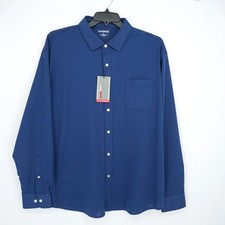 Roundtree  Yorke TravelSmart Men's Long Sleeve Shirt XXL Blue Solid NWT