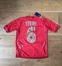 Signed John Terry England Away Shirt 2006 Red Umbro Size XLB