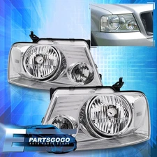 For 04-08 Ford F150 Lincoln Mark LT Chrome Clear Headlights Lamps Left+Right Set