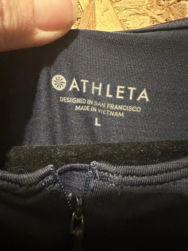 Camisa Atlética Athleta 1/4 Cremallera Manga Corta Despertadora Bolsillo Trasero Azul Talla L Foto 2 de 4