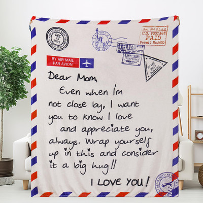 Gifts for Mom from Daughter Son Mom Blanket I Love You, Cozy Flannel Throw Bl...