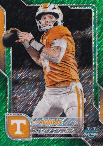 2025 Bowman Chrome University Football Green Shimmer Refractor Joey Aguilar #192