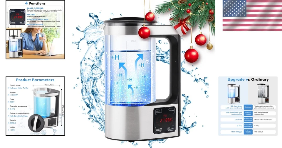 Self-Cleaning Hydrogen Water Generator, Borosilicate Glass - Image 2 of 4