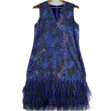 ELIE TAHARI Genuine Ostrich Feather Dress Women’s 6 Sparkling Special Occasion