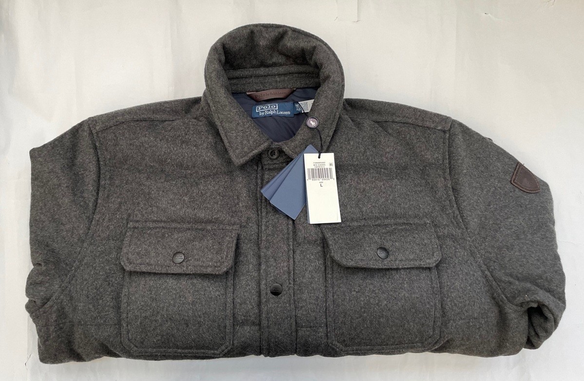 Polo Ralph Lauren Men's Logo Patch Wool Full Lined Down Shirt