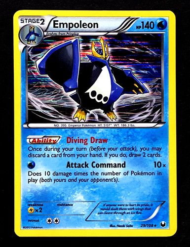 2012 Pokemon EMPOLEON Dark Explorers HOLO RARE Black & White Set Card 29/108 NM