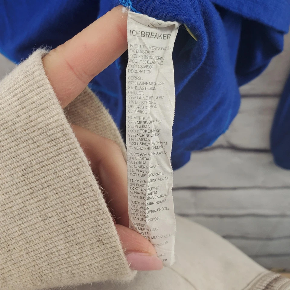 Camisa Icebreaker Para Hombre Grande Azul 200 Ligera Lana Merino Manga Larga Foto 3 de 4