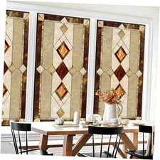 Stained Glass Window Film Privacy Decorative – Colorful Leaf Frosted 1 Rhombus