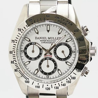 Daniel Muller Chronograph DM-2003 Quartz White Dial Men's Watch Analog Used