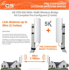Wireless Bridge Point to Point Outdoor WiFi, Wireless Network Expansion Kit, Lon