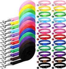 48 Pcs Dog Collar and Leash Set, Polypropylene Adjustable Puppy Collars for Medi