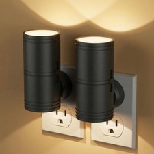 Plug In LED Night Light Dimmable Dusk to Dawn Sensor Soft White Glow 2 Pack
