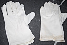 LOT 2 White Womens Girls FASHION GLOVES Double Woven Cotton 1 is FOWNES Sz 6.5