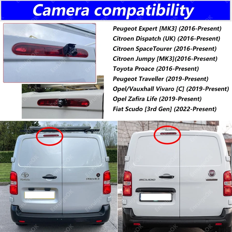 Car Brake Light Reversing Camera for Peugeot Expert Citroen Jumpy Toyota ProAce - Image 2 of 4