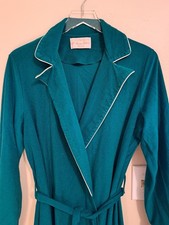 Vintage Sears At Home Wear Belted Emerald Green Long Nylon Blend Robe Tie Large