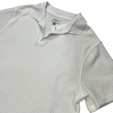 NWT Goodfellow Co Mens Textured Polo Shirt White Short Sleeve Casual Large A4