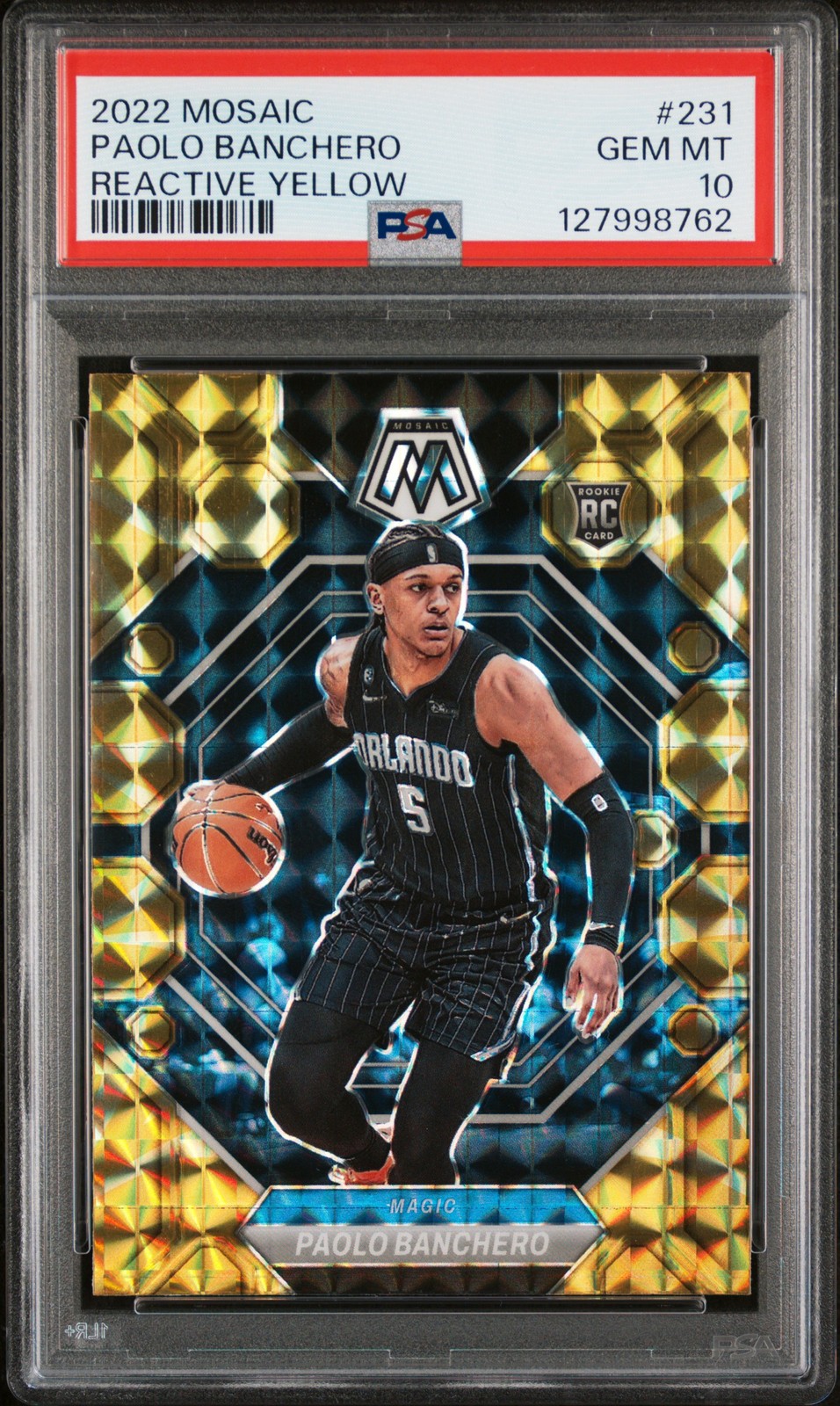 2022 PANINI PAOLO BANCHERO MOSAIC REACTIVE YELLOW #231 PSA 10