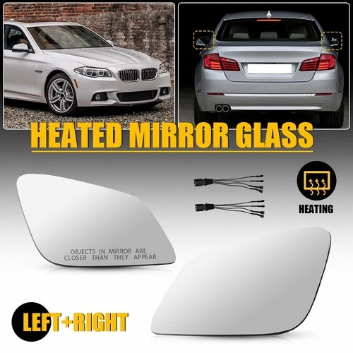 Pair LH RH Side Mirror Glass Heated For 10-16 BMW 528i 535d 535i 550i 640i 650i