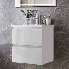 Wall Hung Bathroom Vanity Units with Basin 2 Soft-close Drawers Storage Cabinet